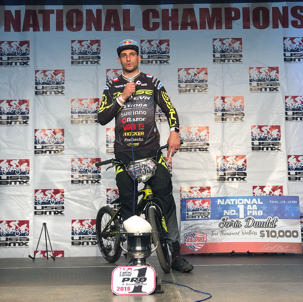 Joris Daudet wins the 2018 1 Elite Mens Pro title at USA BMX Grand Nationals ELEVN RACING Components